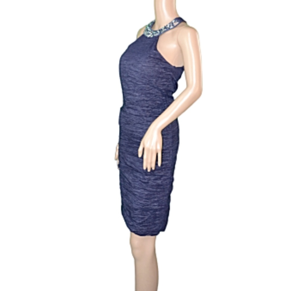 NWOT Jackie Jon Blue Rhinestone Bodycon Dress 10 - Picture 3 of 5